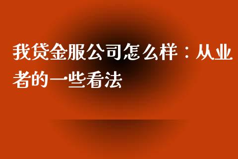 我贷金服公司怎么样：从业者的一些看法_https://m.15771688.com_期货开户_第1张