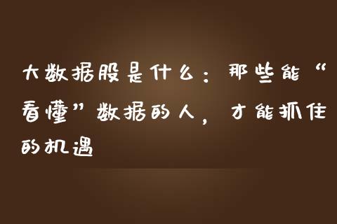 大数据股是什么：那些能“看懂”数据的人，才能抓住的机遇_https://m.15771688.com_美国道指_第1张