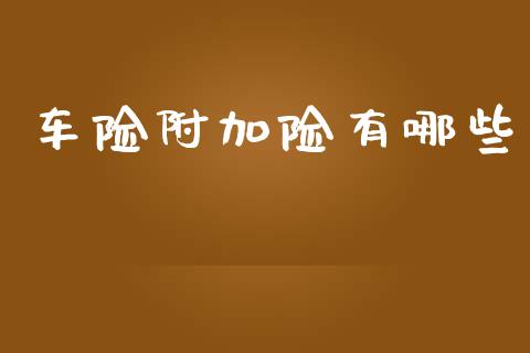 车险附加险有哪些_https://m.15771688.com_期货手续费_第1张