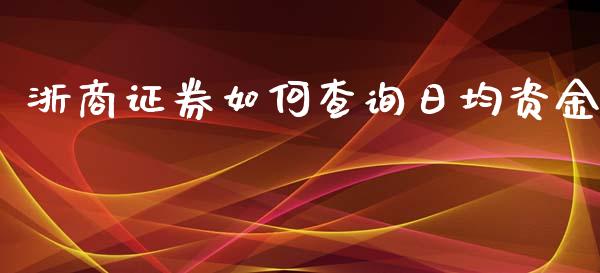 浙商证券如何查询日均资金_https://m.15771688.com_期货手续费_第1张