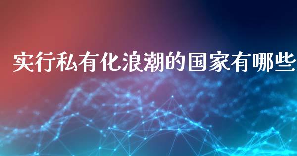 实行私有化浪潮的国家有哪些_https://m.15771688.com_期货手续费_第1张