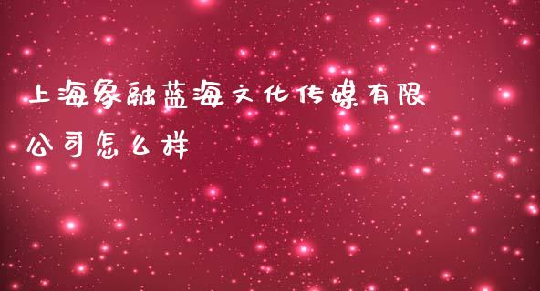 上海象融蓝海文化传媒有限公司怎么样_https://m.15771688.com_期货开户_第1张