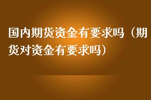 国内期货资金有要求吗（期货对资金有要求吗）_https://m.15771688.com_期货手续费_第1张