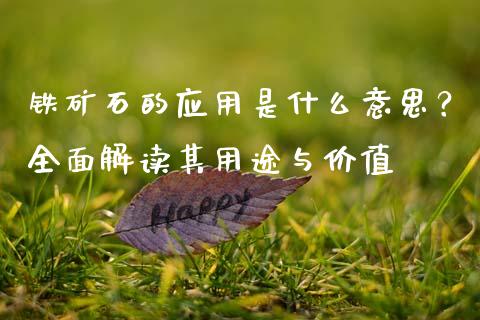 铁矿石的应用是什么意思？全面解读其用途与价值_https://m.15771688.com_期货开户_第1张