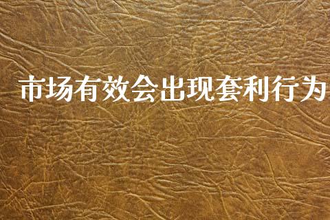 市场有效会出现套利行为_https://m.15771688.com_期货手续费_第1张