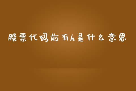 股票代码前有h是什么意思_https://m.15771688.com_期货手续费_第1张