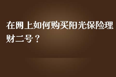 在网上如何购买阳光保险理财二号？_https://m.15771688.com_期货手续费_第1张