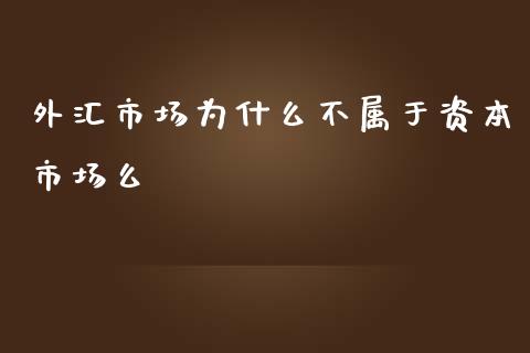 外汇市场为什么不属于资本市场么_https://m.15771688.com_美国道指_第1张