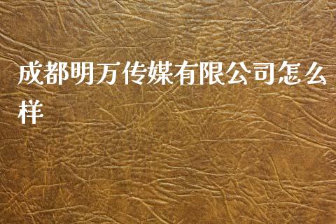 成都明万传媒有限公司怎么样_https://m.15771688.com_美国道指_第1张