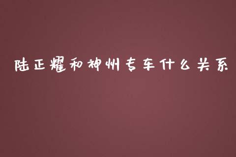陆正耀和神州专车什么关系_https://m.15771688.com_期货手续费_第1张