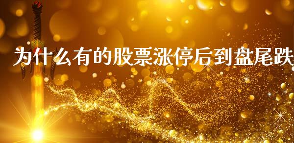 为什么有的股票涨停后到盘尾跌_https://m.15771688.com_期货手续费_第1张