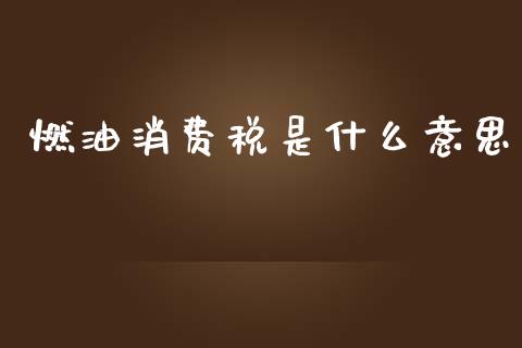 燃油消费税是什么意思_https://m.15771688.com_期货开户_第1张