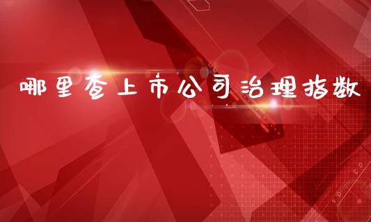 哪里查上市公司治理指数_https://m.15771688.com_道指实时行情_第1张