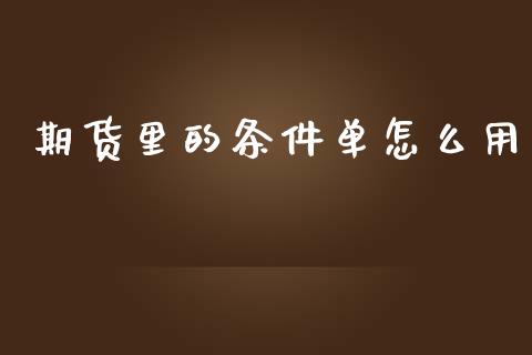 期货里的条件单怎么用_https://m.15771688.com_美国道指_第1张