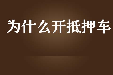 为什么开抵押车_https://m.15771688.com_期货开户_第1张