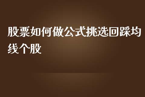 股票如何做公式挑选回踩均线个股_https://m.15771688.com_美国道指_第1张