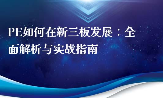 PE如何在新三板发展：全面解析与实战指南_https://m.15771688.com_期货开户_第1张
