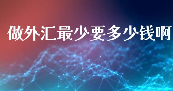 做外汇最少要多少钱啊_https://m.15771688.com_期货手续费_第1张