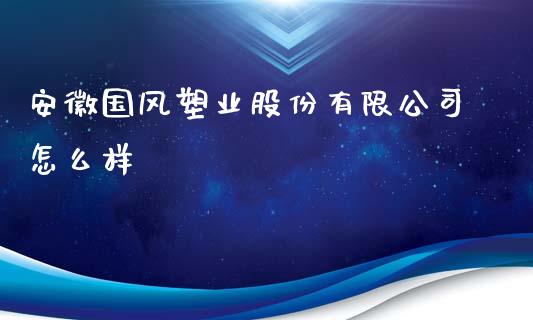 安徽国风塑业股份有限公司怎么样_https://m.15771688.com_期货开户_第1张