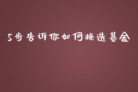 5步告诉你如何挑选基金_https://m.15771688.com_美国道指_第1张