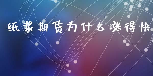 纸浆期货为什么涨得快_https://m.15771688.com_道指实时行情_第1张