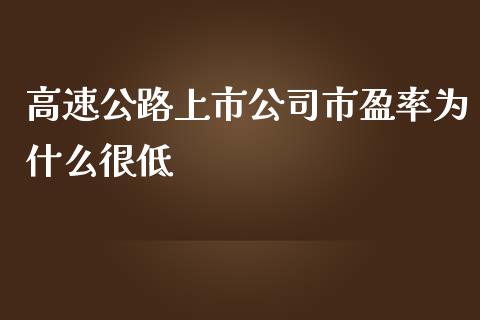 高速公路上市公司市盈率为什么很低_https://m.15771688.com_道指实时行情_第1张