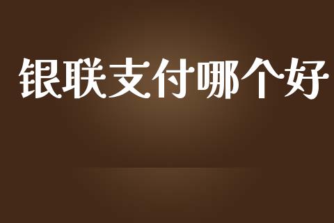 银联支付哪个好_https://m.15771688.com_期货手续费_第1张