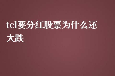 tcl要分红股票为什么还大跌_https://m.15771688.com_期货手续费_第1张