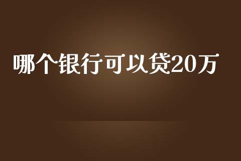哪个银行可以贷20万_https://m.15771688.com_期货手续费_第1张