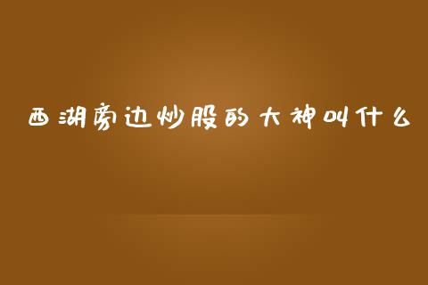 西湖旁边炒股的大神叫什么_https://m.15771688.com_道指实时行情_第1张