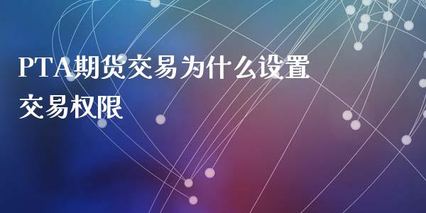 PTA期货交易为什么设置交易权限_https://m.15771688.com_期货开户_第1张