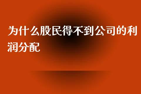 为什么股民得不到公司的利润分配_https://m.15771688.com_期货开户_第1张