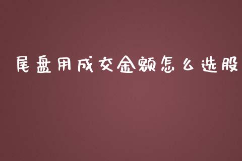 尾盘用成交金额怎么选股_https://m.15771688.com_期货开户_第1张