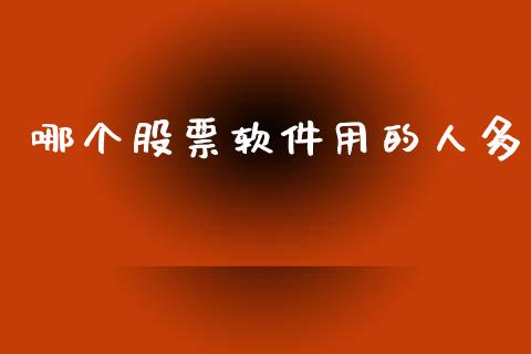 哪个股票软件用的人多_https://m.15771688.com_美国道指_第1张