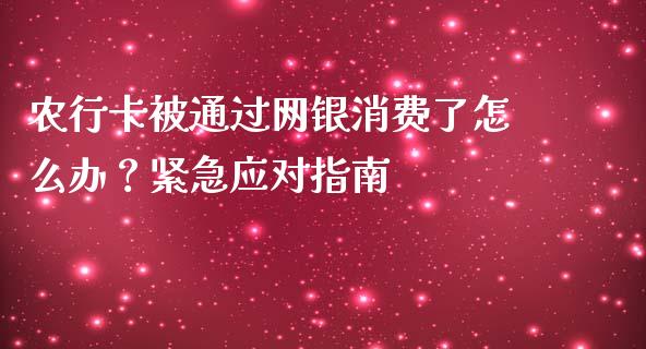 农行卡被通过网银消费了怎么办？紧急应对指南_https://m.15771688.com_道指实时行情_第1张