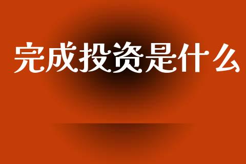 完成投资是什么_https://m.15771688.com_美国道指_第1张
