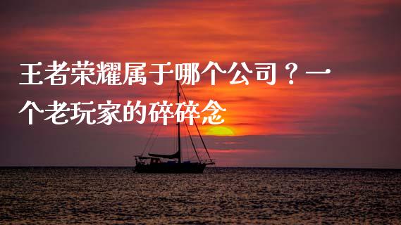 王者荣耀属于哪个公司？一个老玩家的碎碎念_https://m.15771688.com_美国道指_第1张