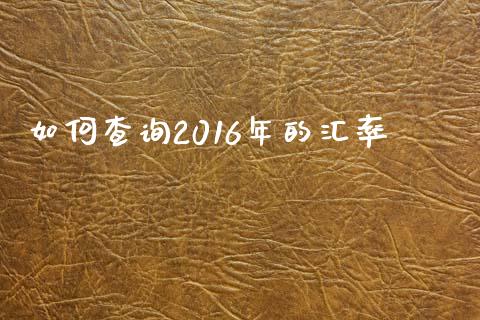 如何查询2016年的汇率_https://m.15771688.com_期货手续费_第1张