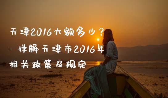 天津2016大额多少？ - 详解天津市2016年相关政策及规定_https://m.15771688.com_美国道指_第1张