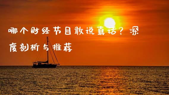 哪个财经节目敢说真话？深度剖析与推荐_https://m.15771688.com_美国道指_第1张