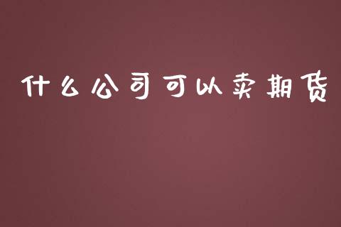 什么公司可以卖期货_https://m.15771688.com_期货手续费_第1张
