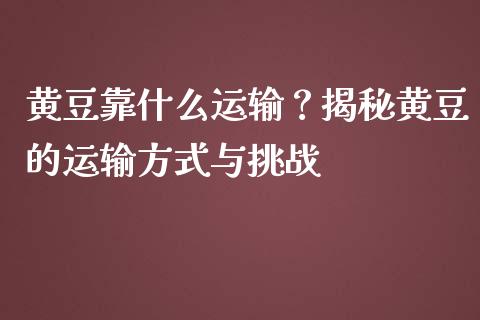 黄豆靠什么运输？揭秘黄豆的运输方式与挑战_https://m.15771688.com_期货手续费_第1张