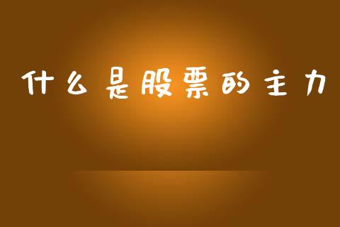什么是股票的主力_https://m.15771688.com_期货手续费_第1张