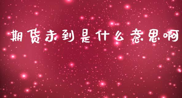 期货未到是什么意思啊_https://m.15771688.com_期货开户_第1张