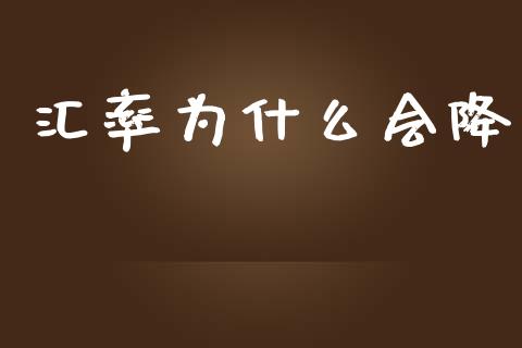 汇率为什么会降_https://m.15771688.com_美国道指_第1张