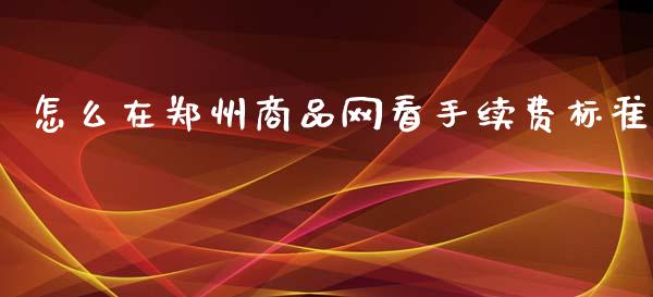 怎么在郑州商品网看手续费标准_https://m.15771688.com_期货手续费_第1张