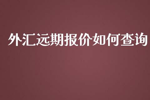 外汇远期报价如何查询_https://m.15771688.com_美国道指_第1张