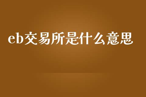 eb交易所是什么意思_https://m.15771688.com_期货手续费_第1张