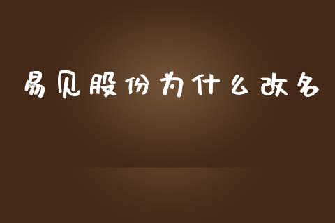 易见股份为什么改名_https://m.15771688.com_美国道指_第1张