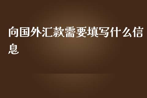 向国外汇款需要填写什么信息_https://m.15771688.com_期货手续费_第1张